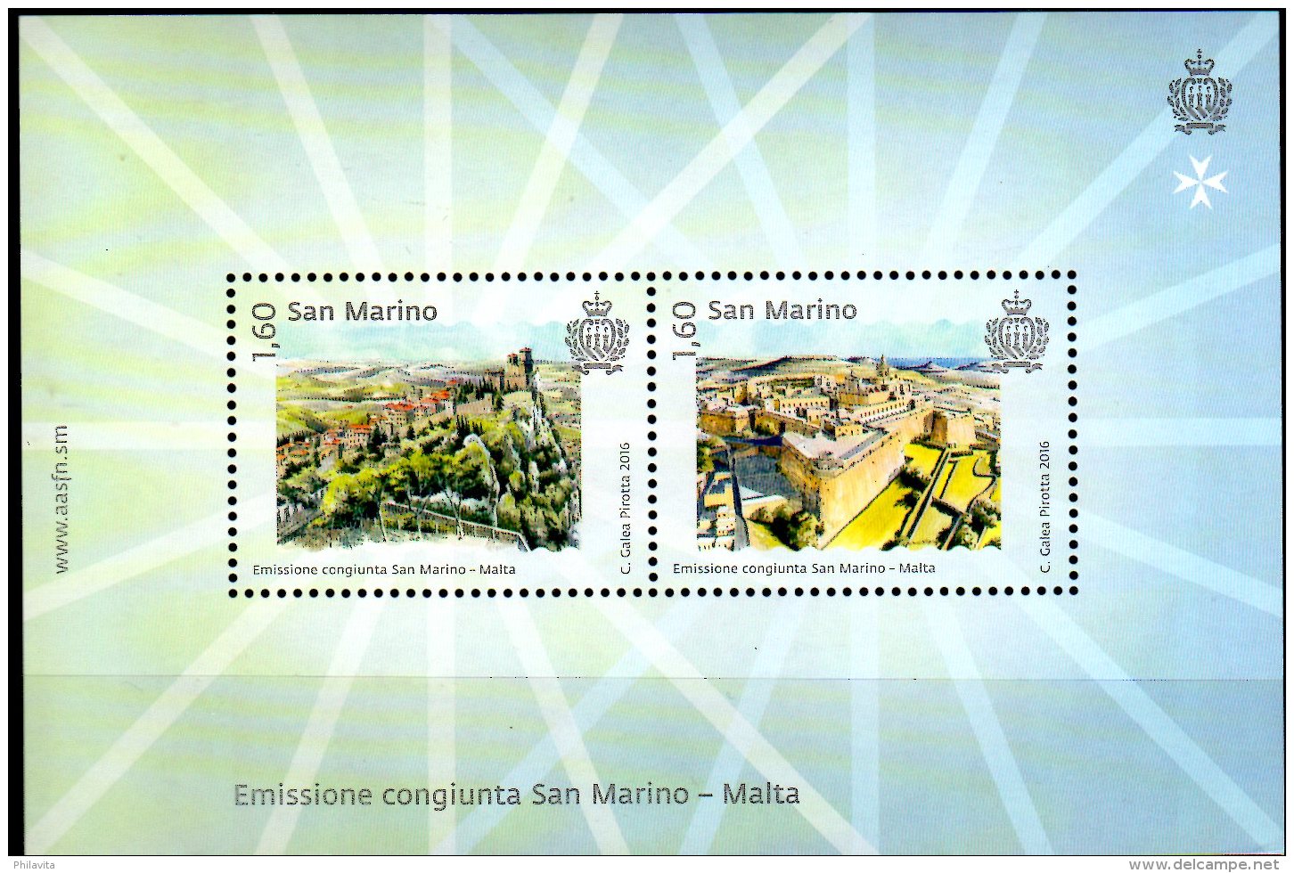 2016 San Marino- Castles Of San Marino And Malta - Joint Issue With Malta  MS MNH** -MiNr. 2683 - 2684 (Block 77) (zz17) - Ungebraucht