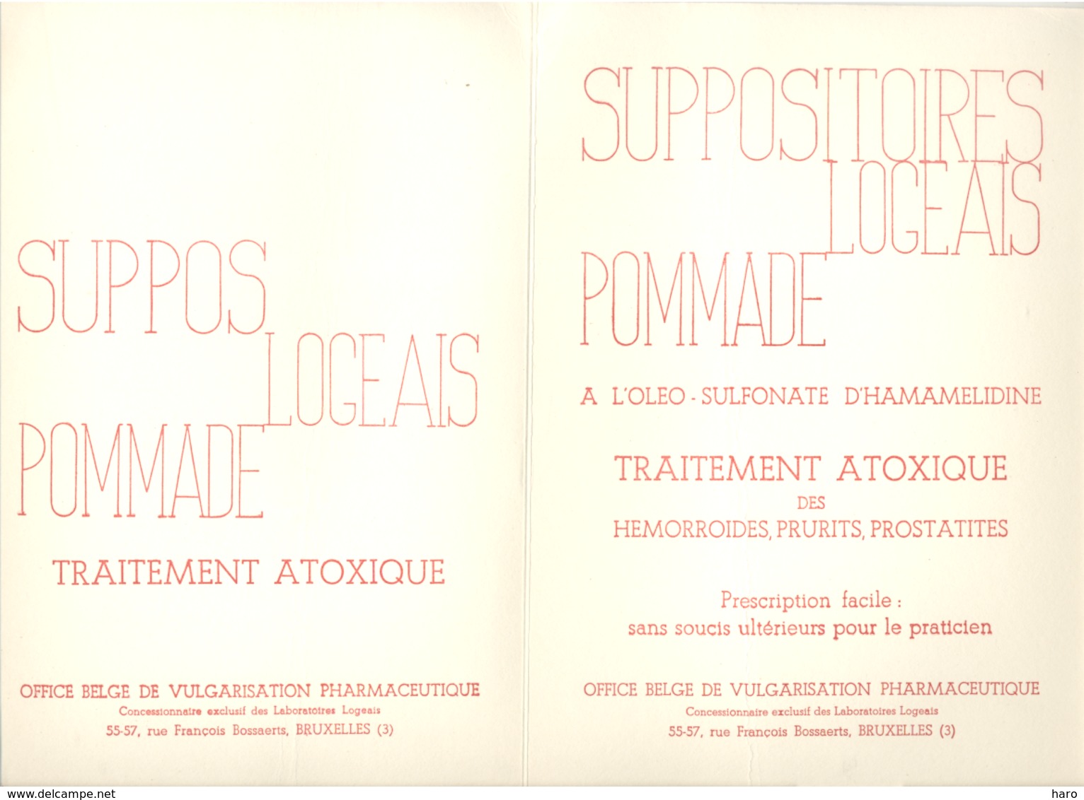 Buvard Publicitaire - Suppositoires, Pommade Logeais ( Bruxelles) Médecine, Pharmacie, Médicament  (b235) - Produits Pharmaceutiques