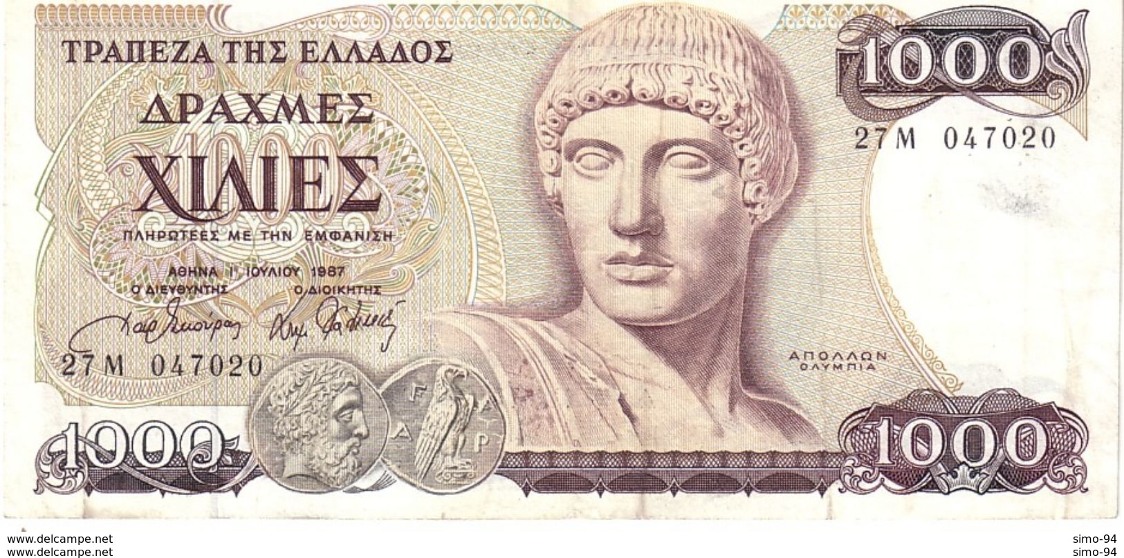 Greece P.202  1000 Dracme 1987  Vf++ - Grecia