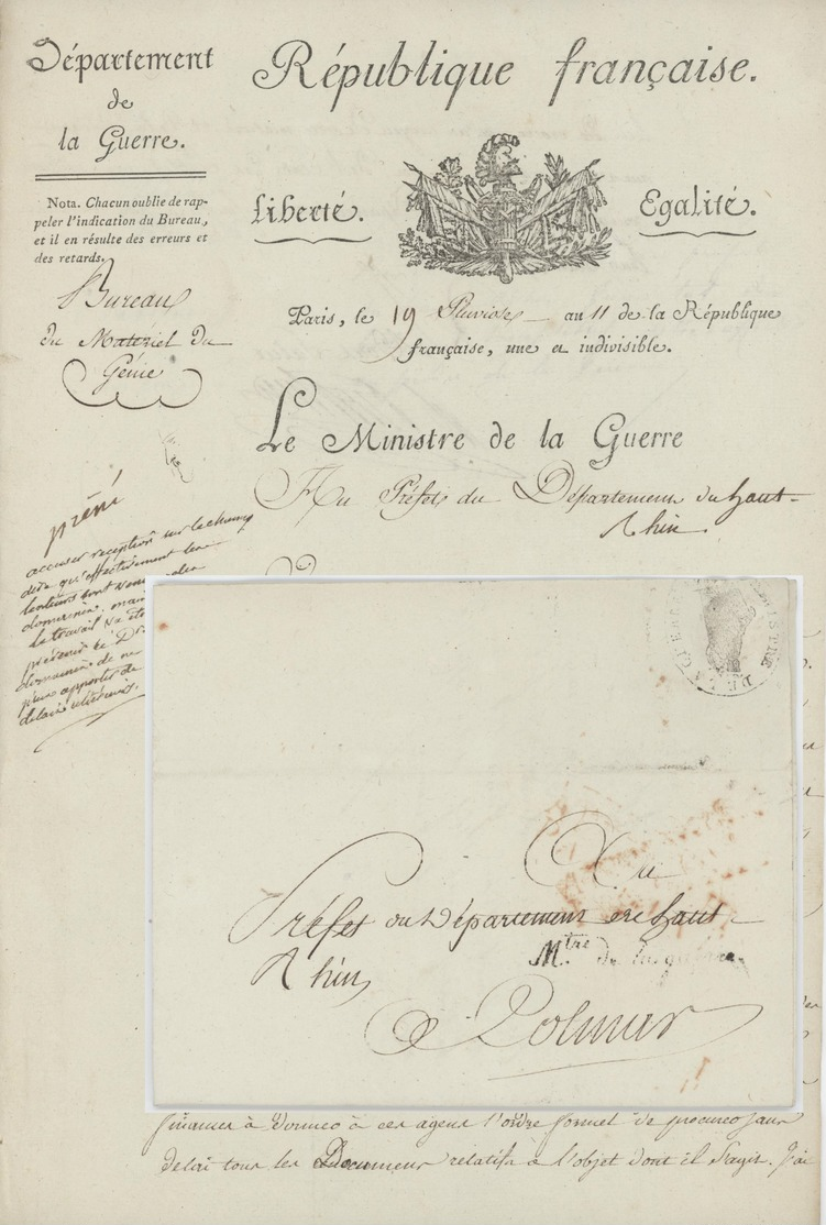 Paris An 11 -8.2.1803 Ministère De La Guerre Matériel Du Génie Héraldique - Documentos Históricos