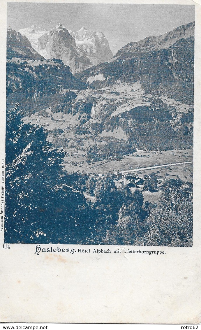 HASLEBERG → Hotel Alpbach Mit Wetterhorngruppe, Alter Lichtdruck Ca.1900 - Hasle Bei Burgdorf