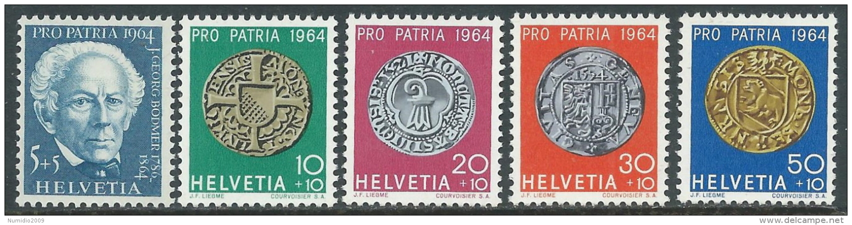 1964 SVIZZERA PRO PATRIA J.G. BODMER E MONETE ANTICHE MNH ** - I59-4 - Nuovi