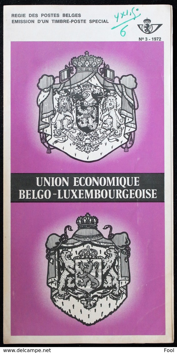 Dépliant Philatélique Folder Flyer N°3 - 1972 2 Volets Union économique Belgo-Luxembourgeoise - Postkantoorfolders