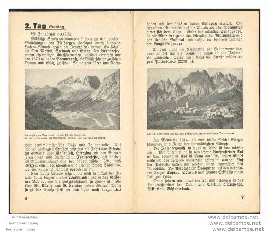 Wolffs Reisebüro Leipzig 1938 - Gesellschaftsrundreise Dolomiten Wörther See Grossglockner - 16 Seiten Mit 7 Abbildungen - Sonstige & Ohne Zuordnung