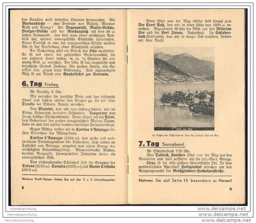 Wolffs Reisebüro Leipzig 1938 - Gesellschaftsrundreise Dolomiten Venedig Gardasee Grossglockner - 16 Seiten - Autres & Non Classés
