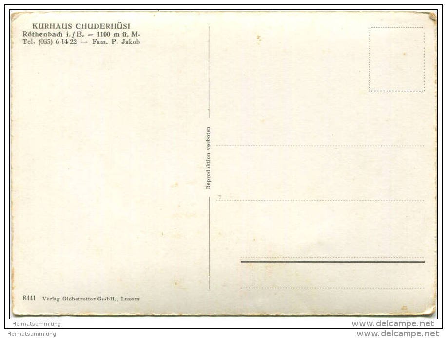 Röthenbach - Ausblick Von Der Laube Kurhaus Chuderhüsi - Foto-AK Grossformat - Verlag Globetrotter GmbH Luzern - Röthenbach Im Emmental