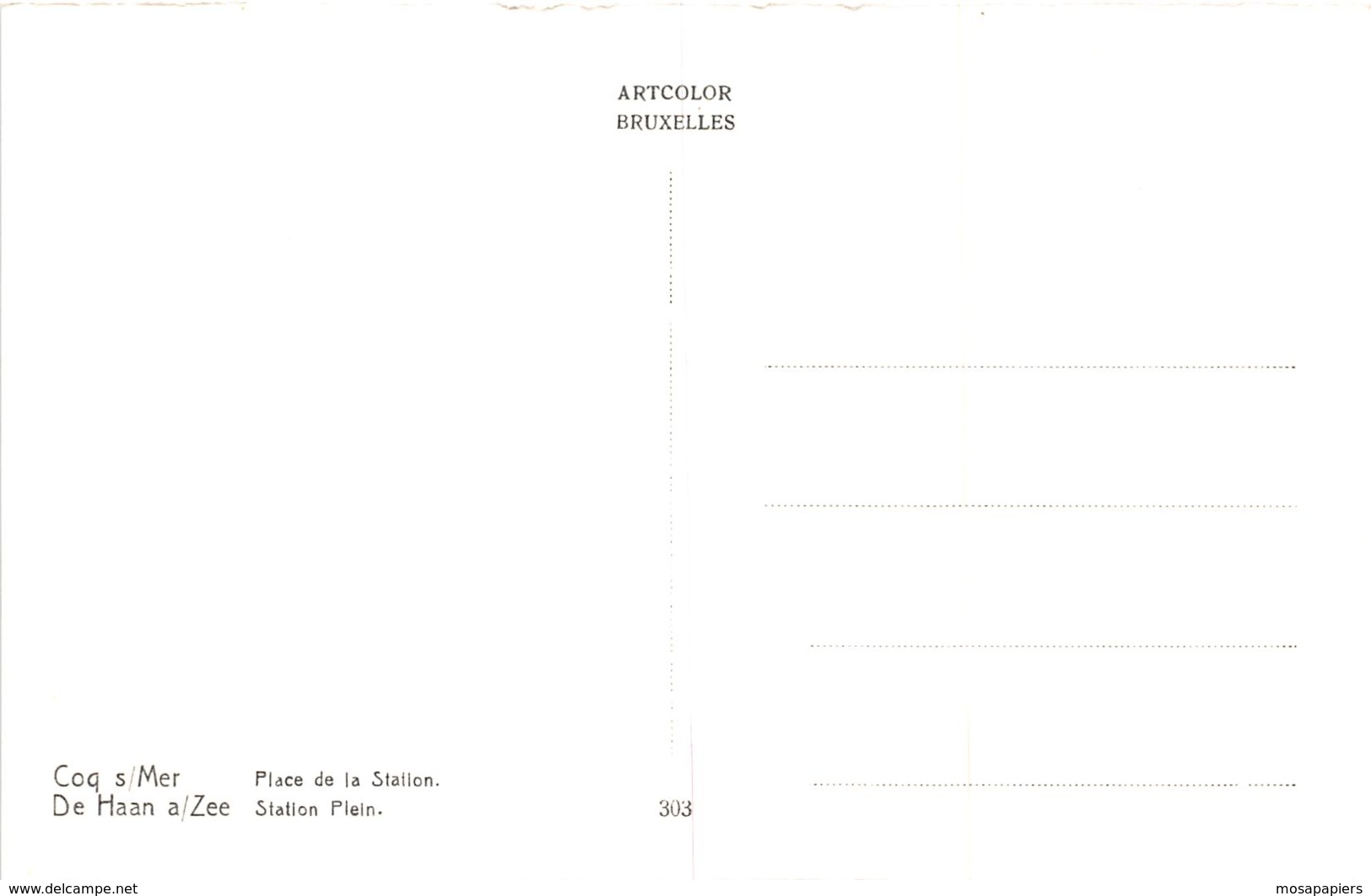 Coq S/Mer - Place De La Station - Ed. Artcolor N° 303 - De Haan