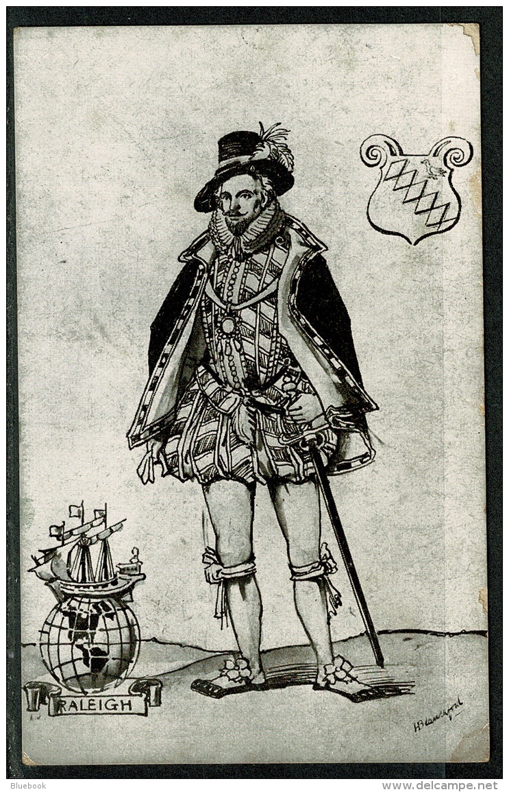 RB 1216 -  Early Postcard - Sir Walter Raleigh - Politics Exploration Theme - Historical Famous People