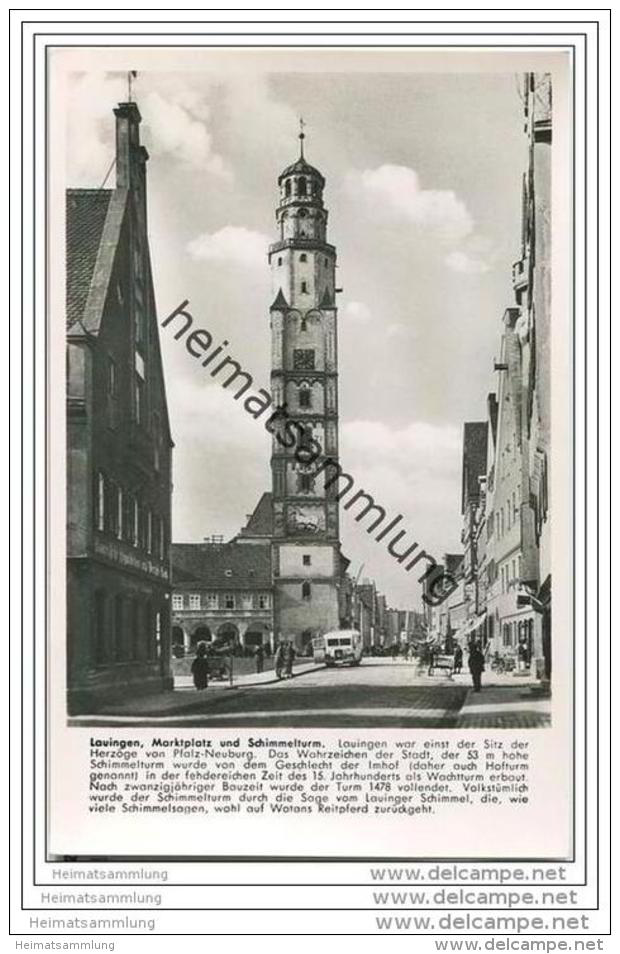 Lauingen (Donau) - Marktplatz - Schimmelturm - Bus - Foto-AK - Lauingen