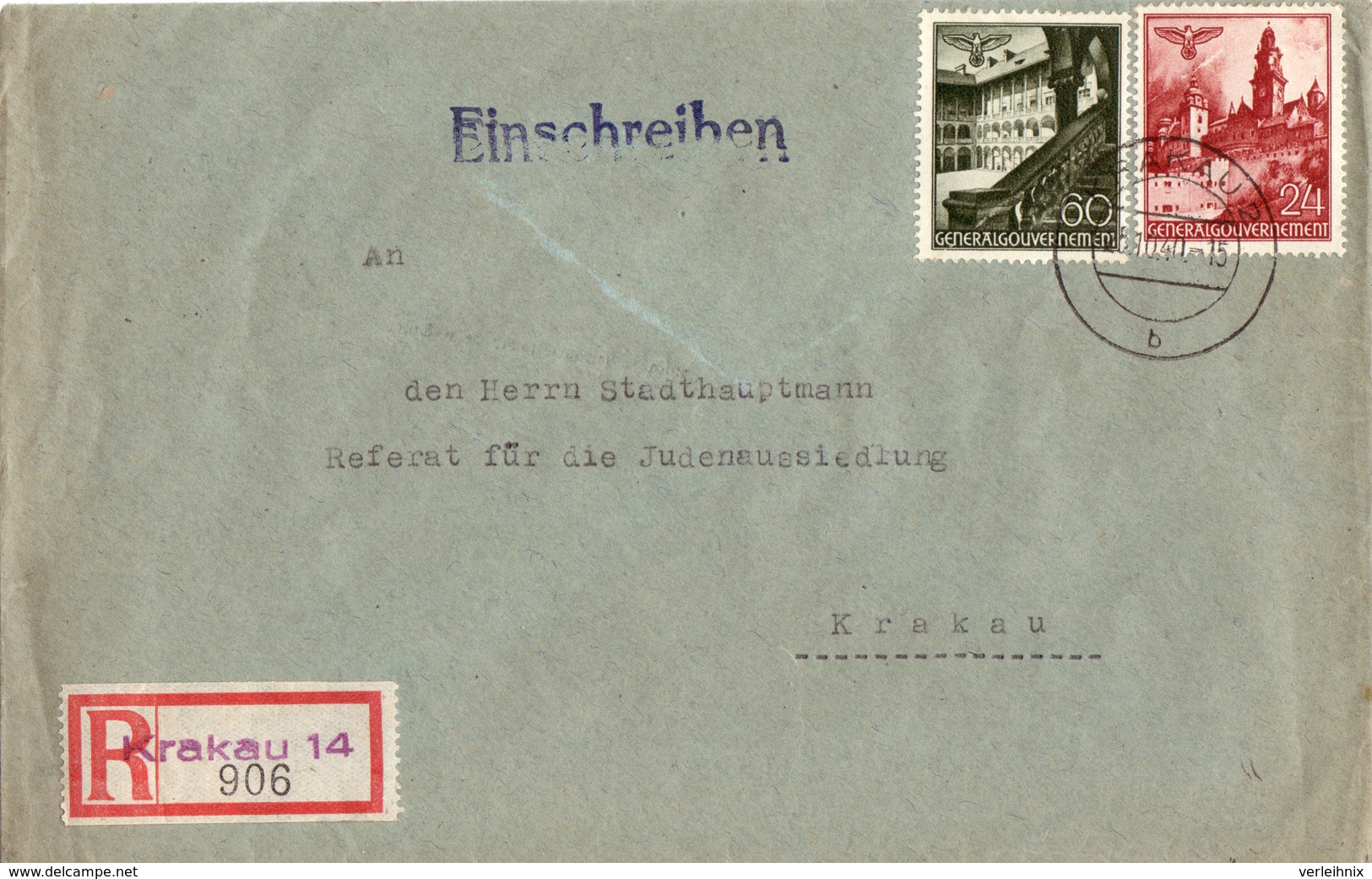 Referat Für Die Judenaussiedelung Beim Stadthauptmann Krakau V. 20.10.1940 - Lettres & Documents