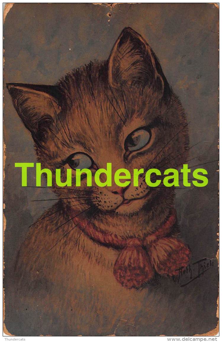 CPA ILLUSTRATEUR  ARTUR THIELE CHAT ARTIST SIGNED CAT POSTCARD  ( MANQUE AU ANGLES &amp; DECHIRURE  - CORNER WEAR &amp;  - Thiele, Arthur