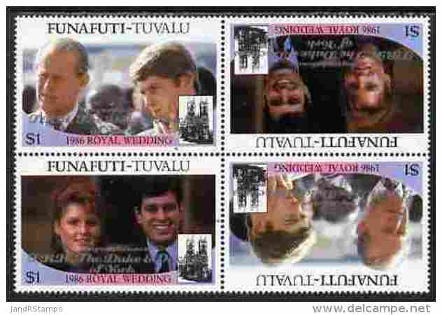 88295 Tuvalu - Funafuti 1986 Royal Wedding (Andrew &amp; Fergie) $1 With 'Congratulations' Opt In Silver In Unissued Per - Tuvalu