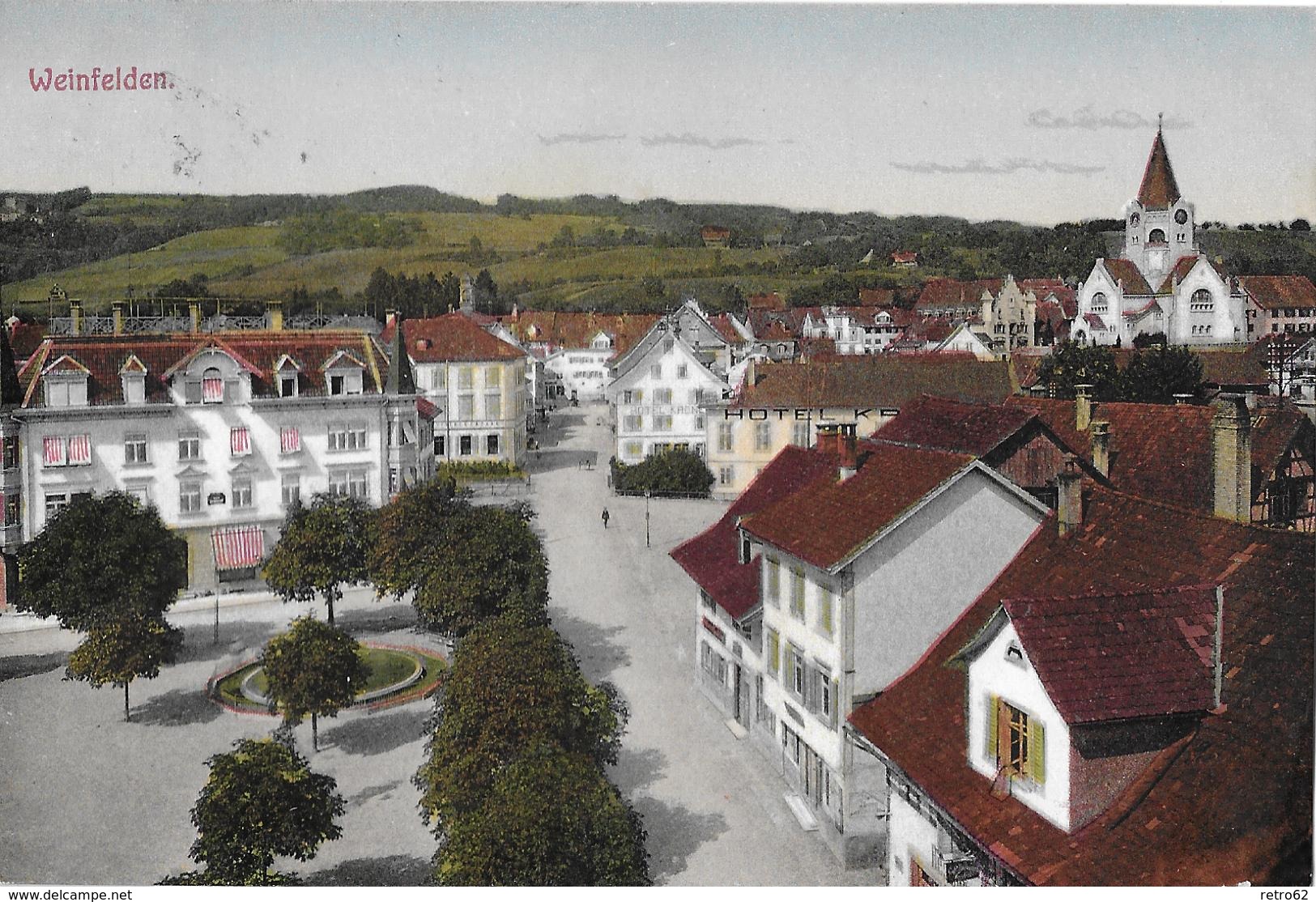 WEINFELDEN → Hauptplatz Mit Hotel Krone Anno 1913 - Weinfelden