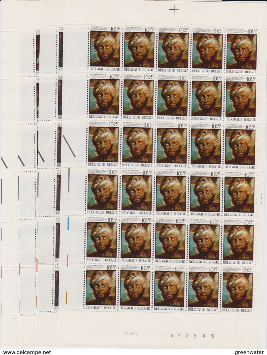 Belgie 1976 P.P. Rubens / Paintings 6v Vellen Van 30w (vel 4.5F + 30F 1x Geplooid) ** Mnh (F7305) - Unused Stamps