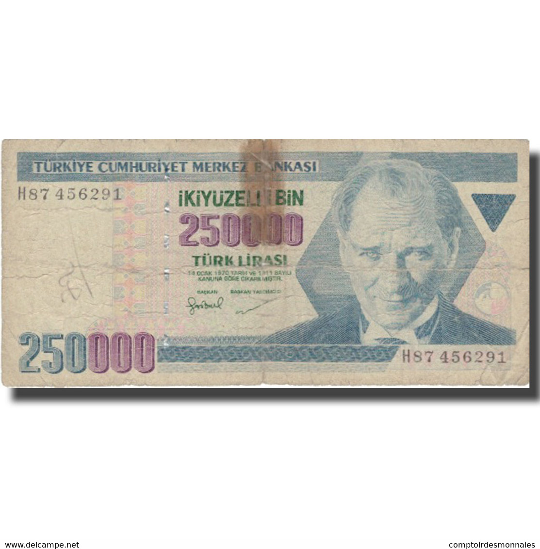 Billet, Turquie, 250,000 Lira, 1998, 1998, KM:211, B - Turquie