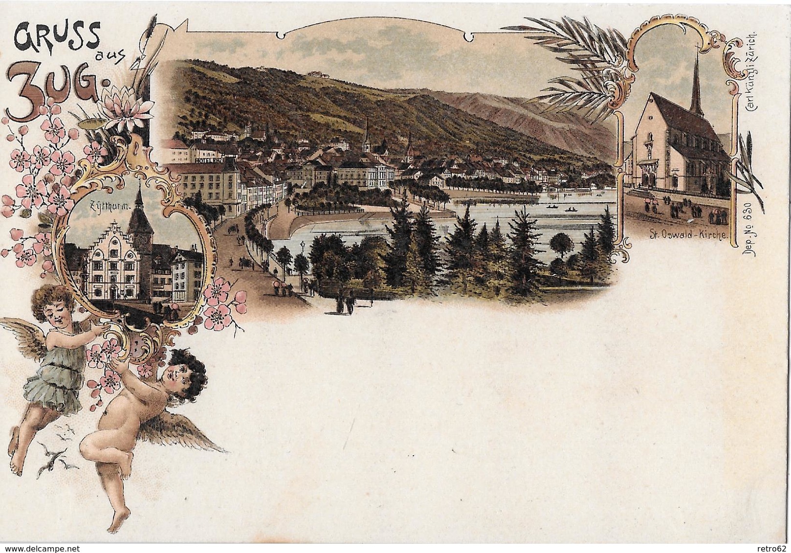 GRUSS AUS ZUG → Wunderschöne Mehrbild Lithokarte, Ca.1900 - Zoug