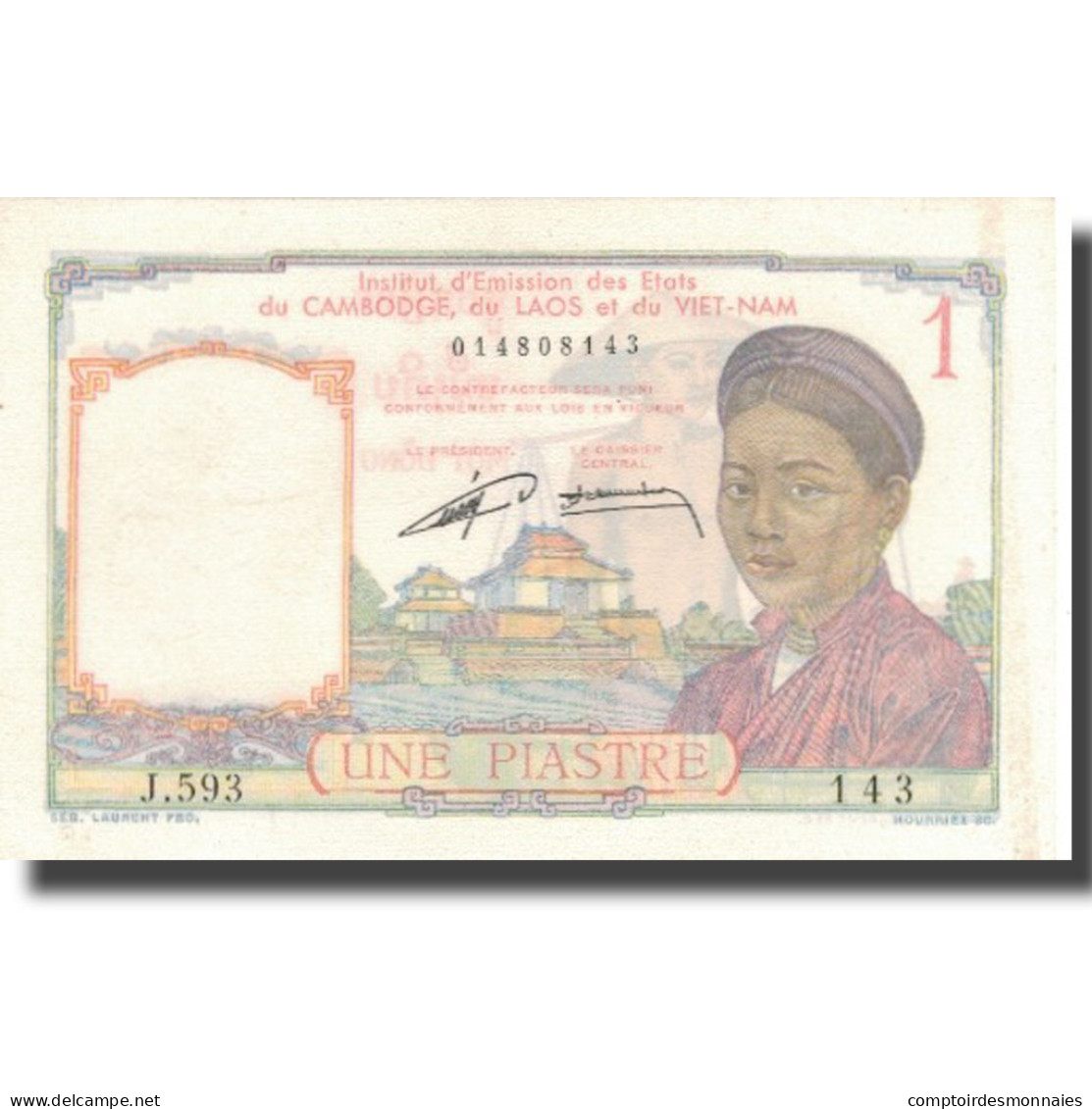 Billet, FRENCH INDO-CHINA, 1 Piastre, Undated (1953), KM:92, SPL - Indochine