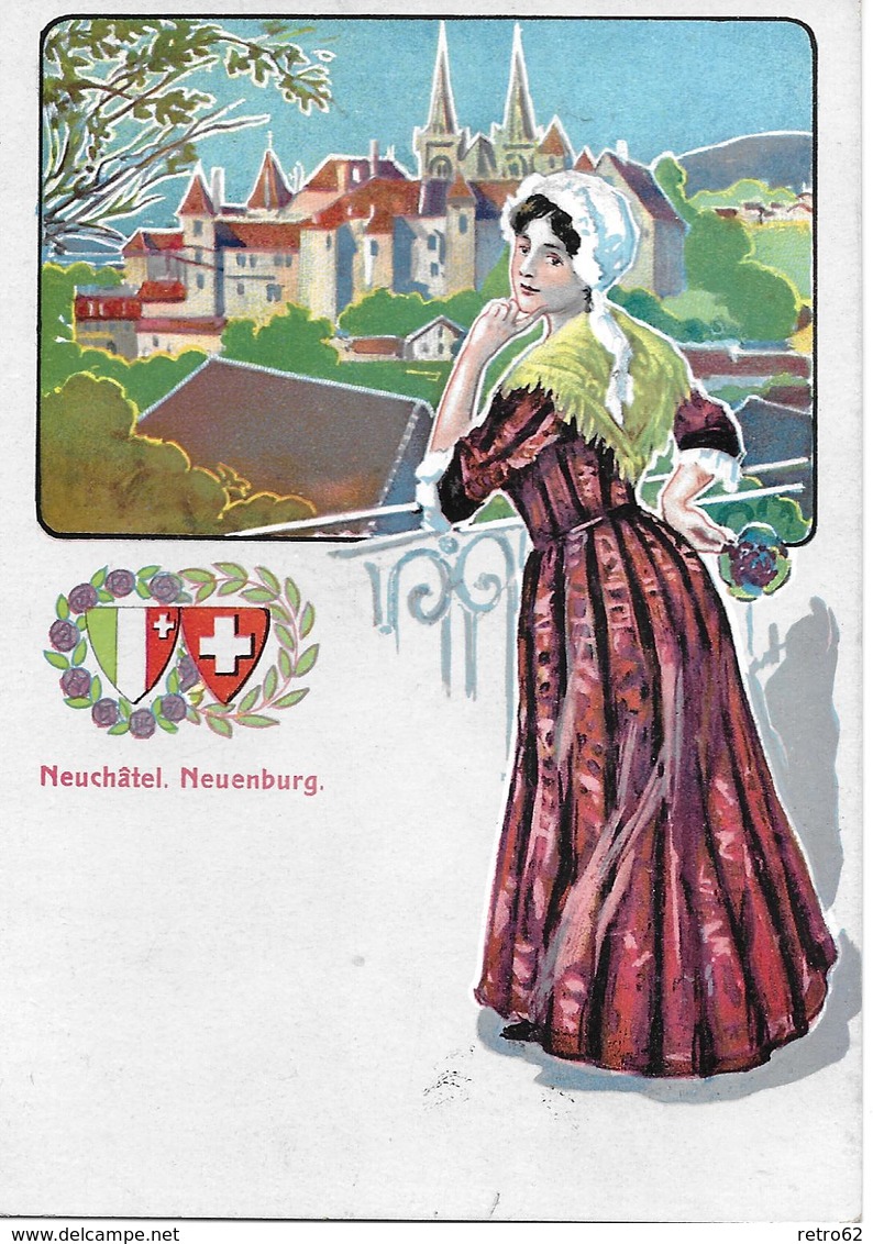 NEUCHATEL → Neuenburger Trachtenfrau Ca.1910 - Neuchâtel