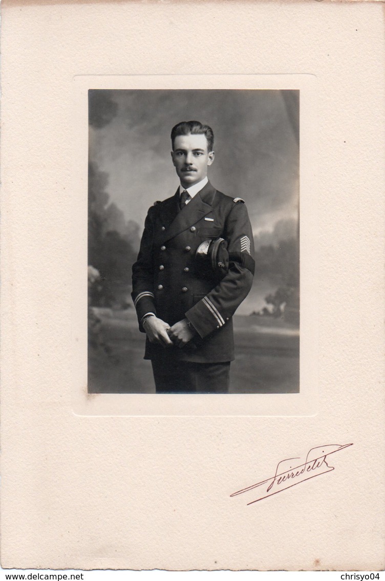 86Cps  Grande Photo (27cm X 18cm) Militaire Officier De La Marine Française En 1917 - Uniformen