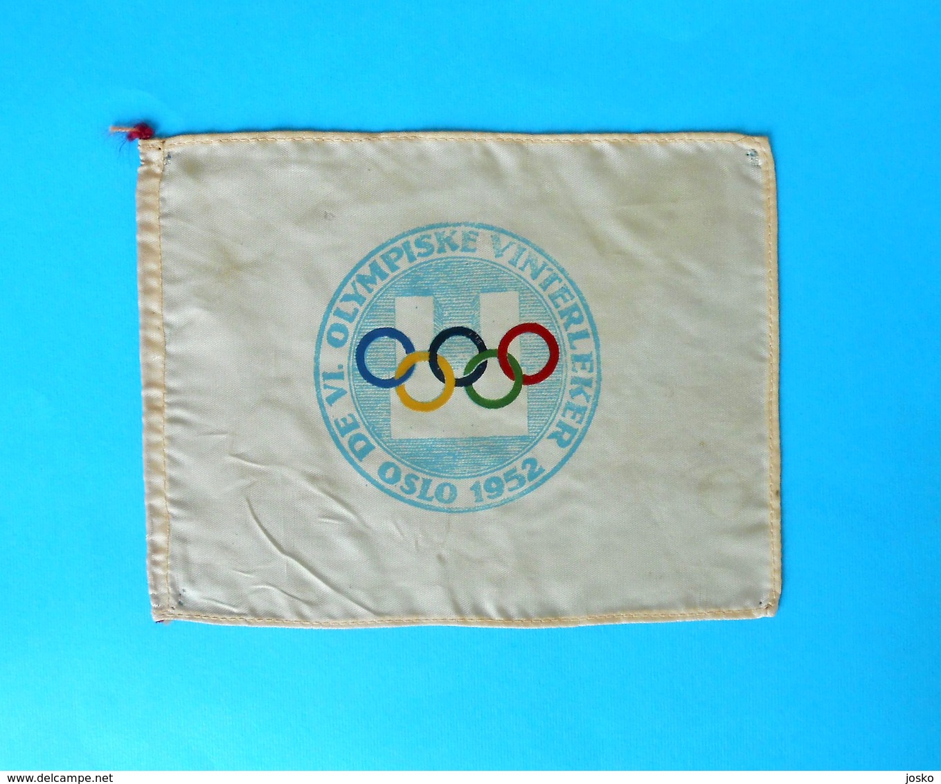 OLYMPIC GAMES 1952. OSLO - NORWAY Original Vintage Beautifull Silk Pennant * Jeux Olympiques Olympiad Olympia Olympiade - Uniformes Recordatorios & Misc