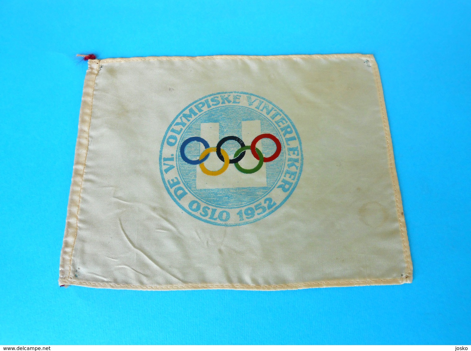 OLYMPIC GAMES 1952. OSLO - NORWAY Original Vintage Beautifull Silk Pennant * Jeux Olympiques Olympiad Olympia Olympiade - Uniformes Recordatorios & Misc