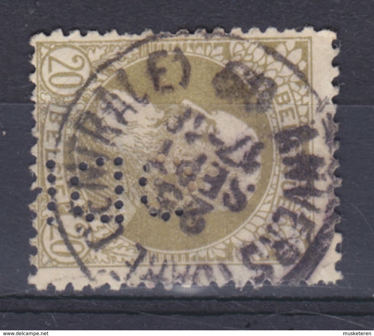 Belgium Perfin Perforé Lochung 'GDK?' Mi. 72, 20c. Leopold II. Stamp Deluxe ANVERS Cds. (2 Scans) - 1909-34