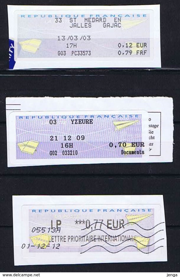 France  ATM;  3 On Paper; 1 With EUR And FRF - 1999-2009 Vignettes Illustrées