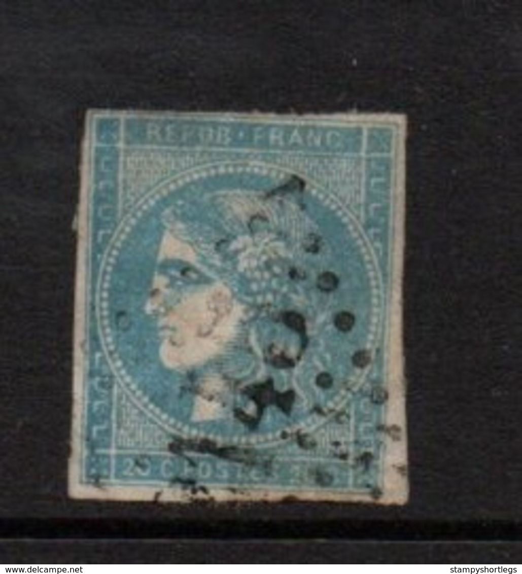 France 1870  Bordeaux Ceres 20 Cents Pale Blue Type 11   Sg 168.  Thinned. - 1870 Uitgave Van Bordeaux