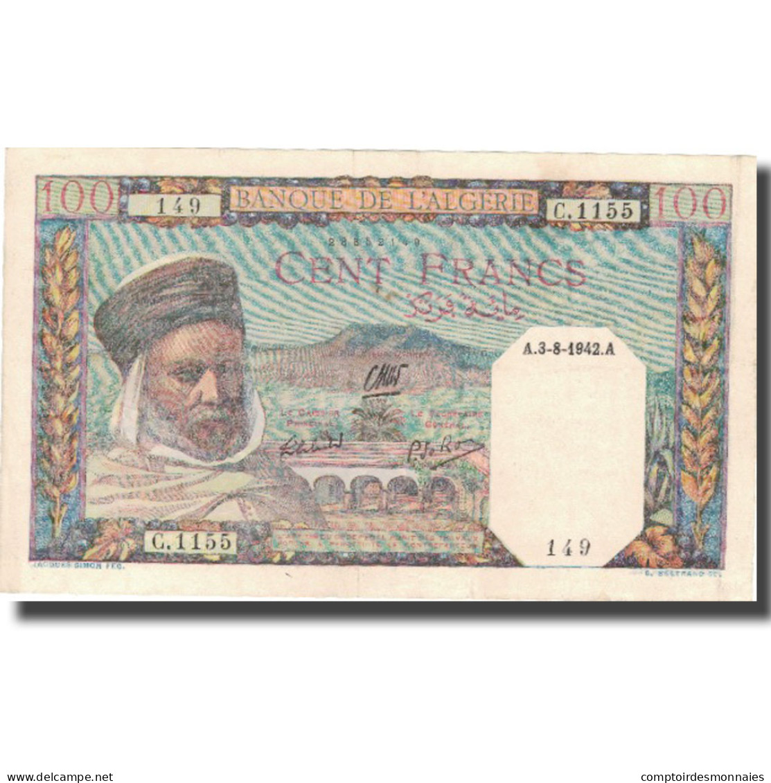 Billet, Algeria, 100 Francs, 1942, 1942-08-03, KM:88, SUP+ - Algérie