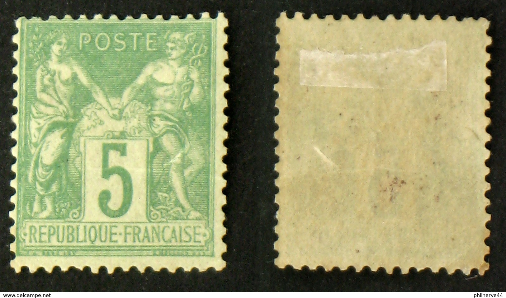 N° 102 5c Vert-jaune N/B Neuf N* TB Cote 45€ - 1898-1900 Sage (Type III)