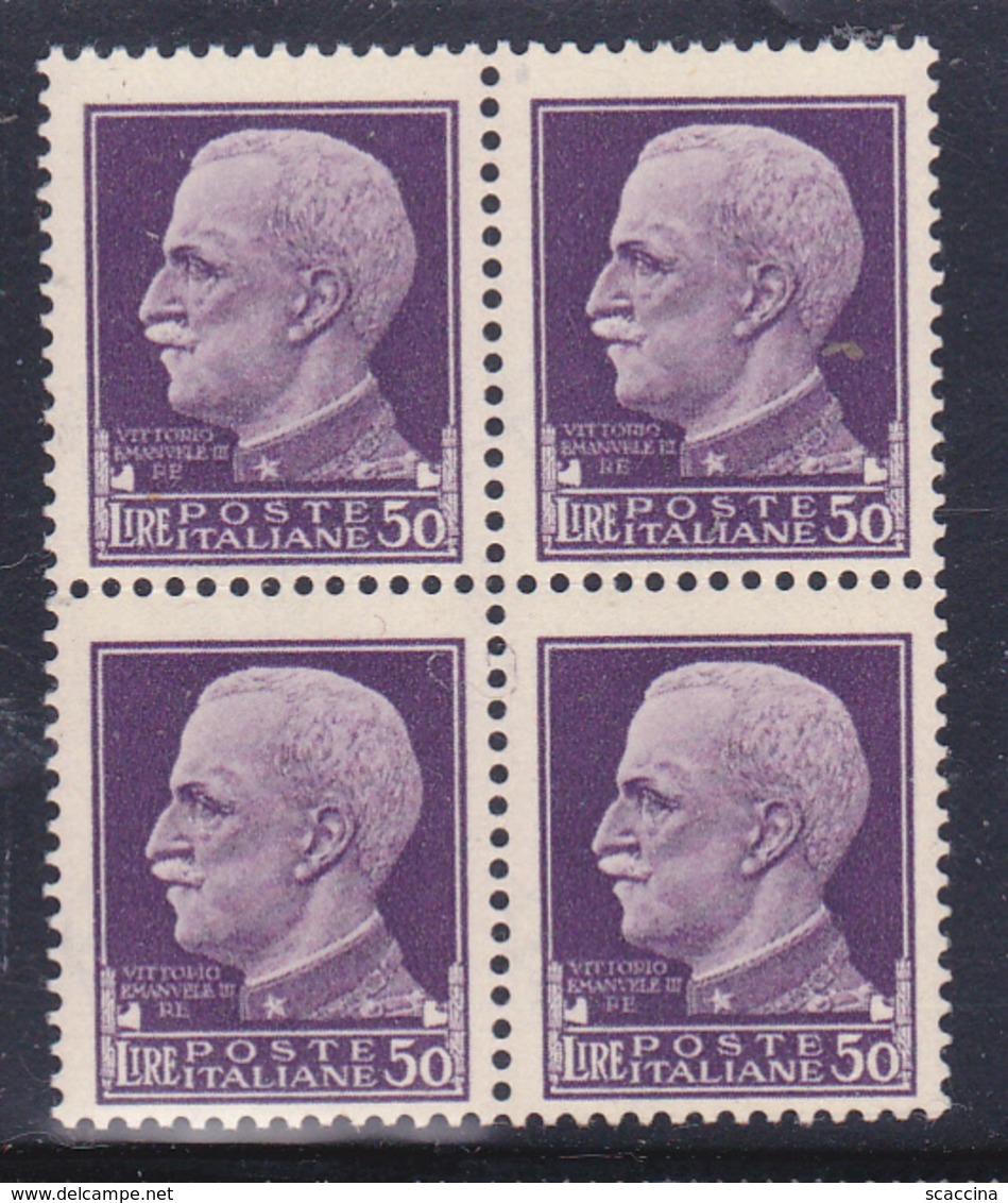 Vittorio Emanuele III Nuovo 1929 Imperiale £ 50 Quartina MNH ** - Nuovi