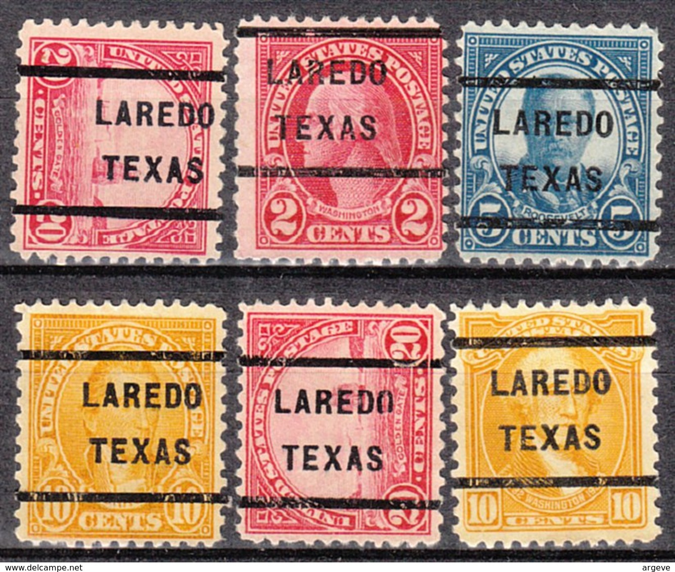 USA Precancel Vorausentwertung Preo, Locals Texas, Laredo 232, 6 Diff., 1 X 11x11, 5 X 11x10 1/2 - Vorausentwertungen