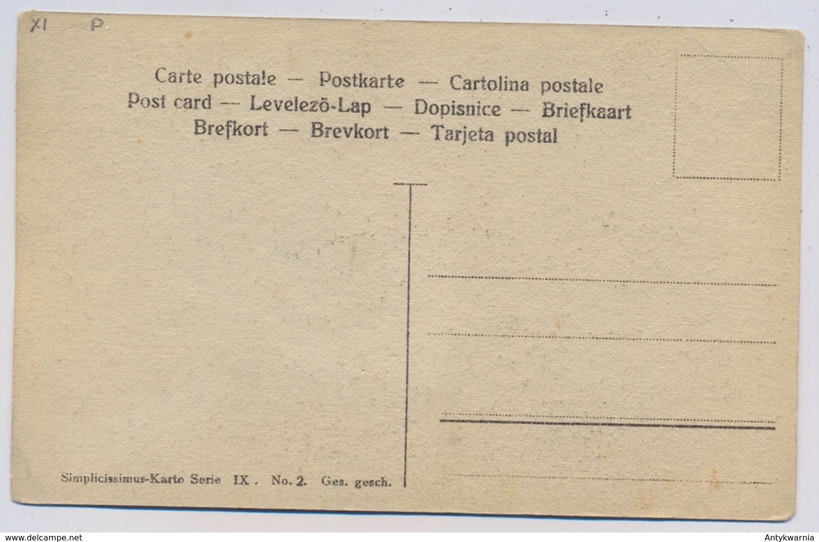 Reznicek F. PIERROT ET COLOMBINE - SIMPLICISSIMUS-KARTE - SERIE IX N° 2 about 1905y.   E700 - Reznicek, Ferdinand Von