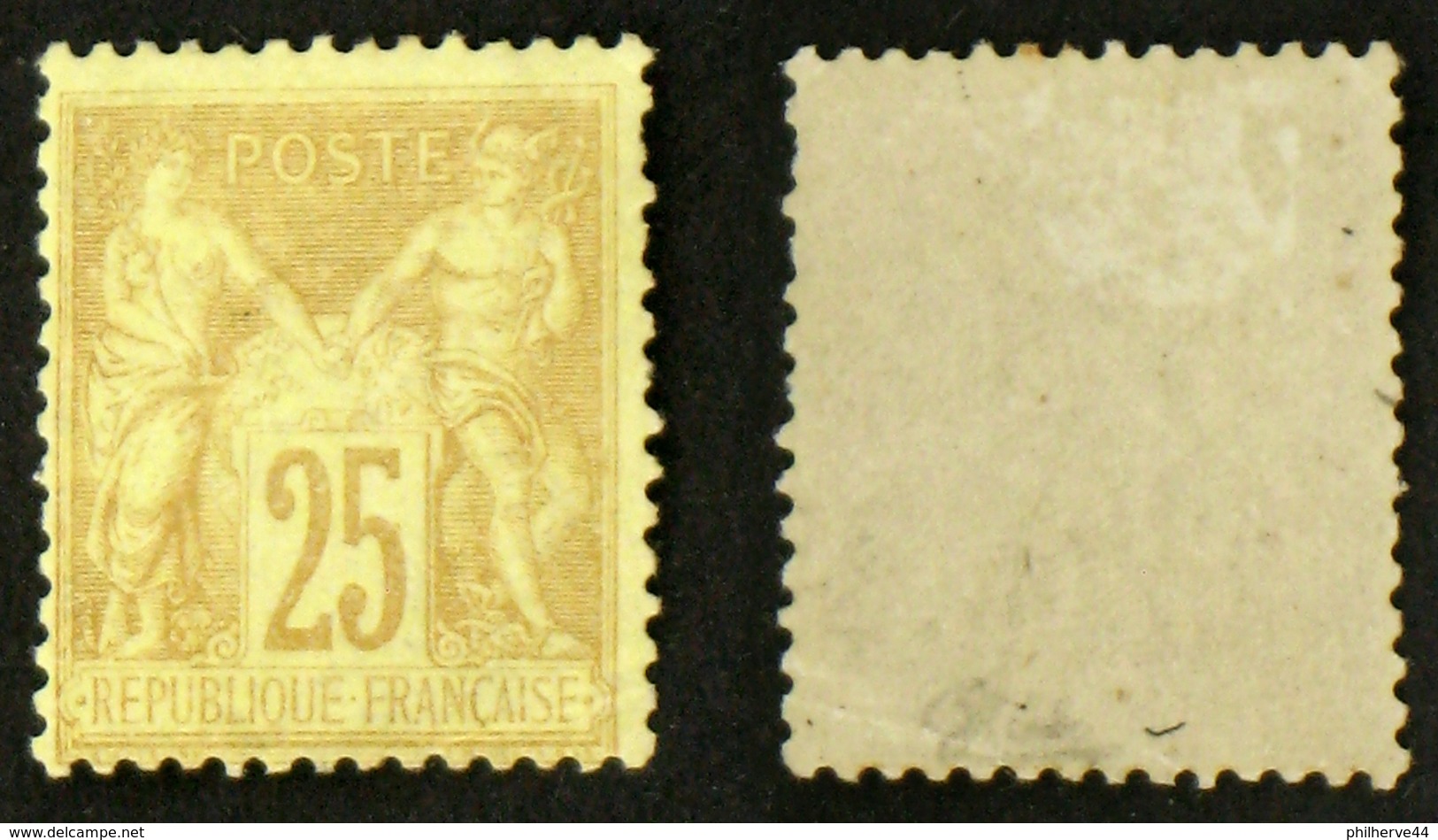 N° 92 25c BISTRE/JAUNE SAGE Neuf N* TB Cote 600€ Signé Calves - 1876-1898 Sage (Type II)