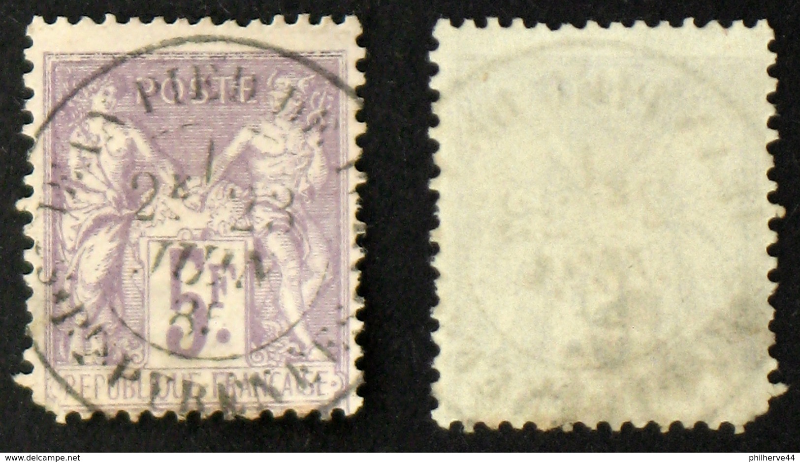 N° 95 5F SAGE Violet/lilas B Cote 100€ - 1876-1898 Sage (Type II)