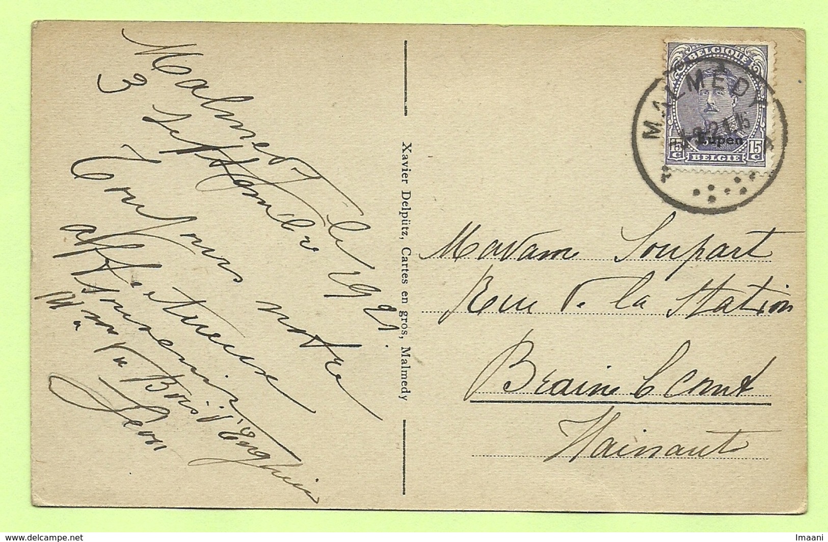 BZ 67 (opdruk EUPEN !!!!!!!!) Op Kaart Stempel MALMEDY  (Rare !!) (K4198) - OC55/105 Eupen & Malmédy