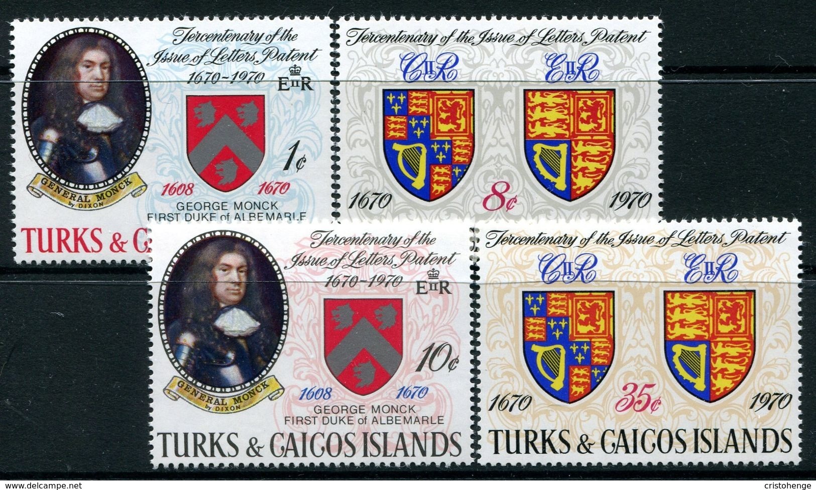 Turks & Caicos Islands 1970 Tercentenary Of Issue Of Letters Patent Set MNH (SG 329-32) - Turks And Caicos