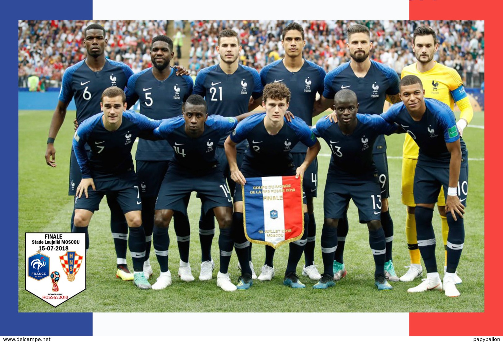 CARTE D'EQUIPE DE .  COUPE DU MONDE 2018   Finale  .  FRANCE 4 - CROATIE 2  #  CE. 065 - Football