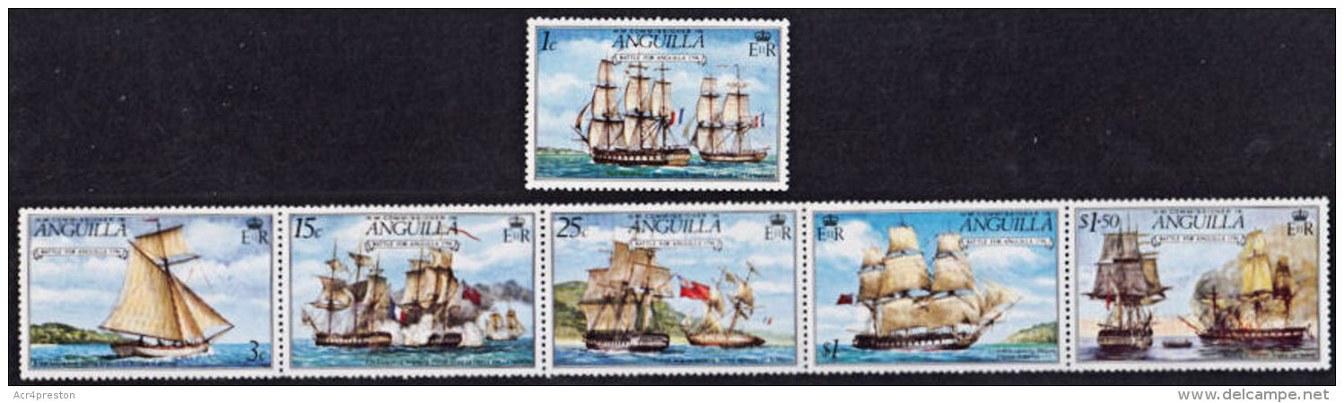 C0451 ANGUILLA 1976, SG 255-60  Bicentenary Battle Of Anguilla, Ships,  MNH - Anguilla (1968-...)