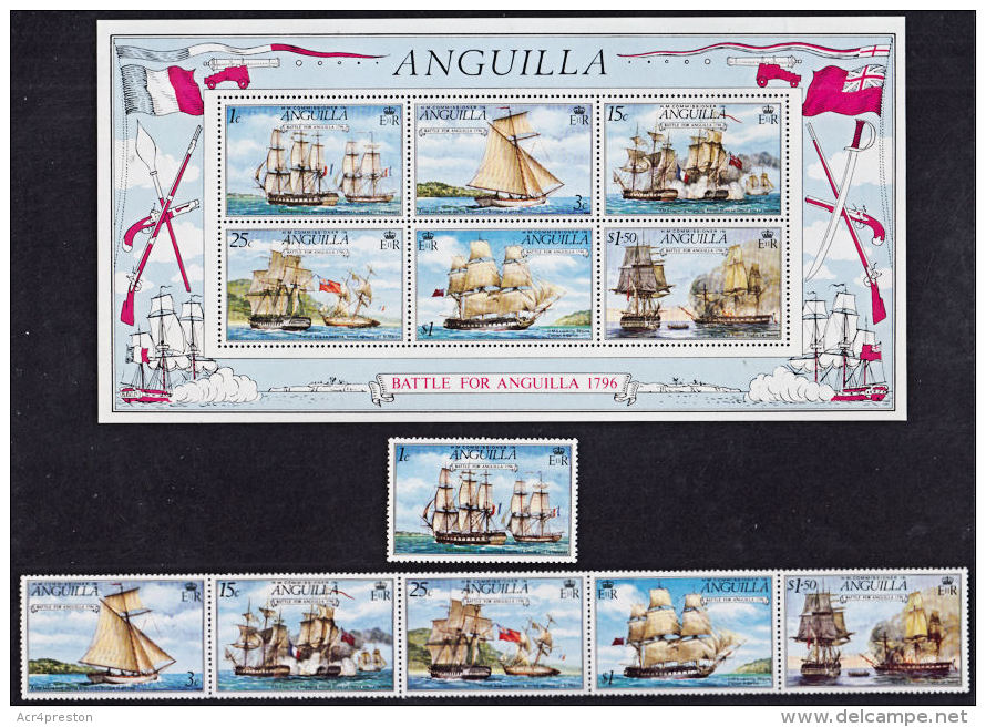 F0107 ANGUILLA 1976, SG 255-MS261  Bicentenary Battle Of Anguilla, Ships,  MNH - Anguilla (1968-...)