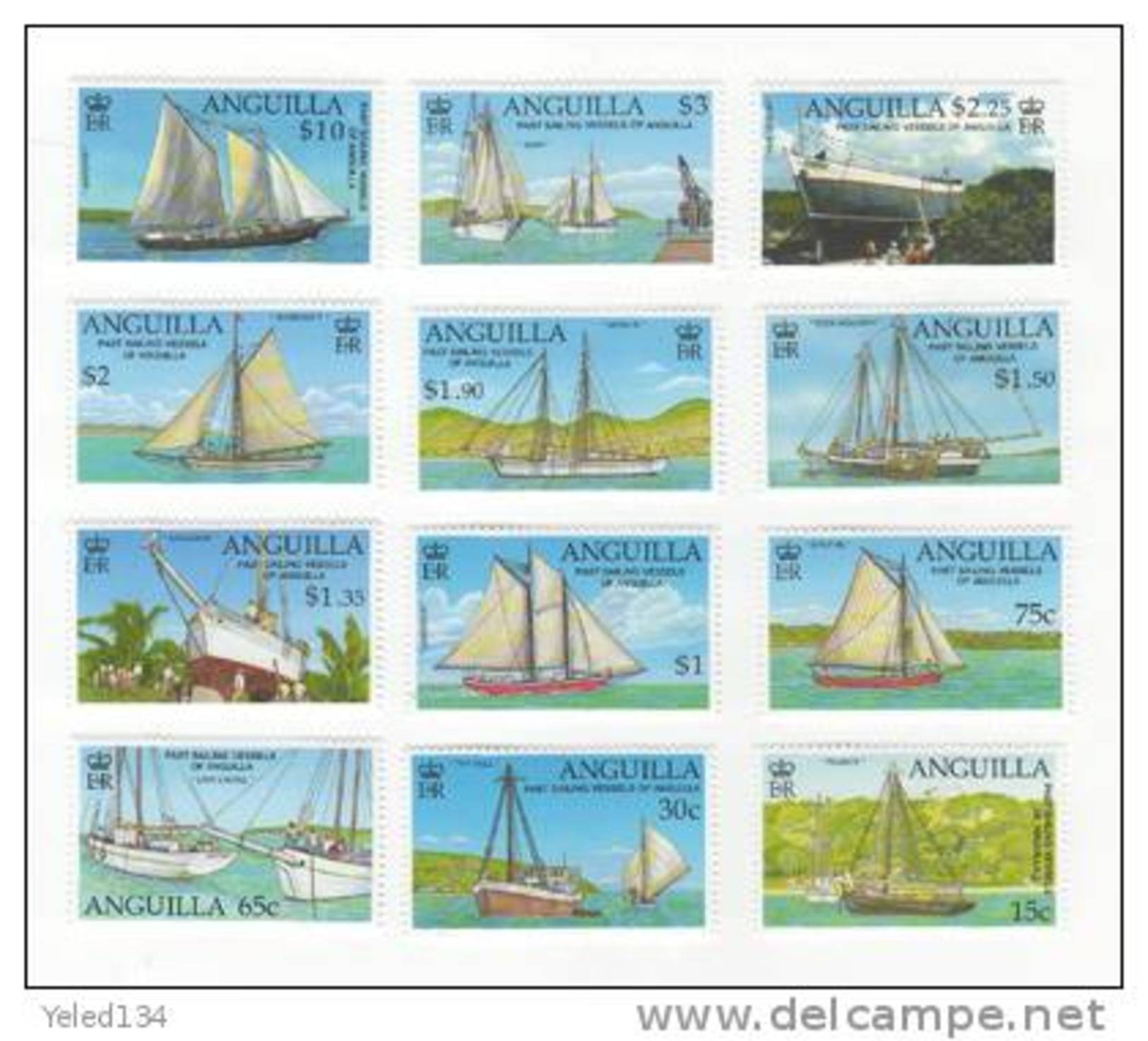 ANGUILLA   1085-96 ( Mising 1 ) MINT NEVER HINGED SET OF STAMPS  OF SHIPS  #  S - 006-1   ( - Schiffe