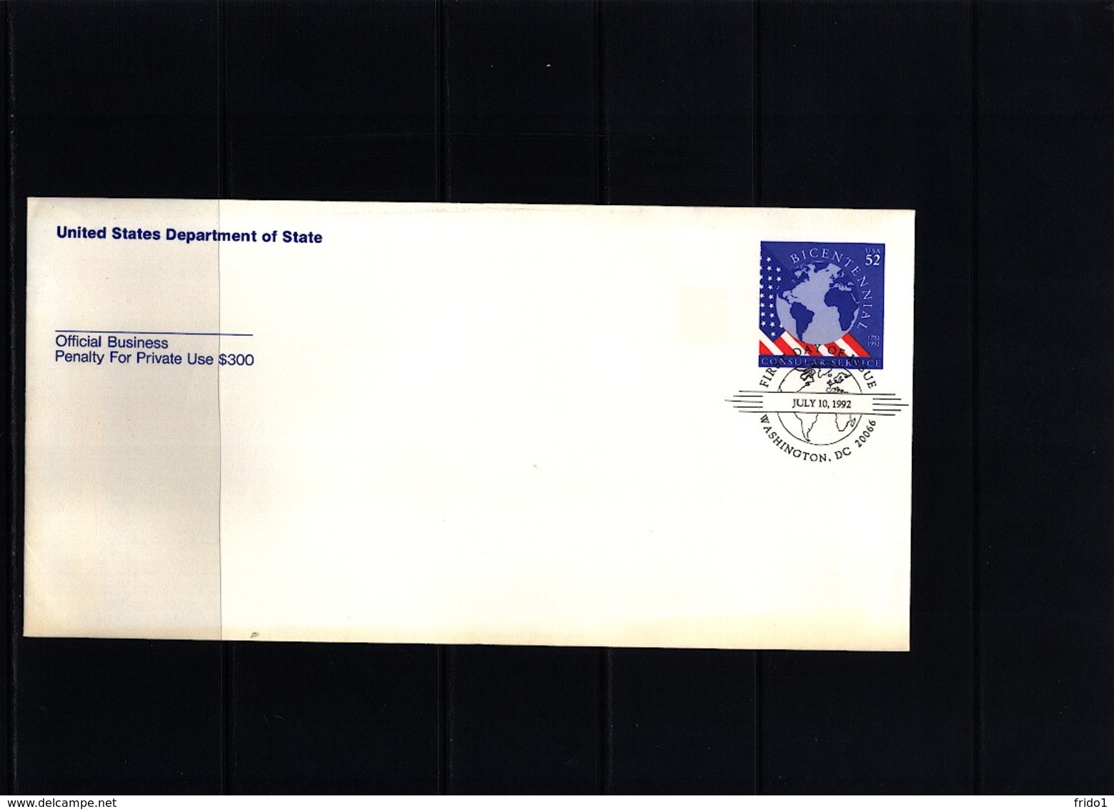 USA 1992 Official Business Postal Stationery Cover 52c With FDC Postmark - 1981-00