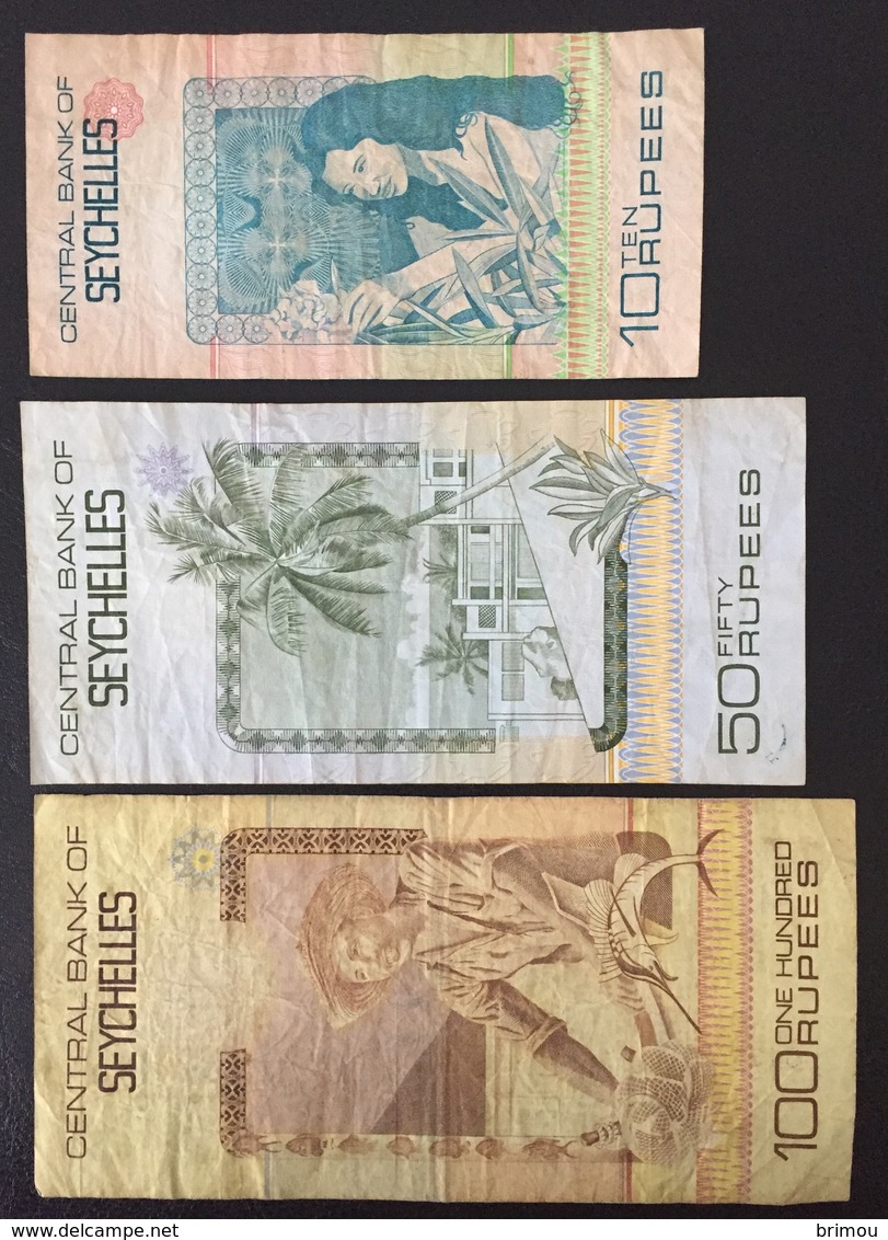 Seychelles Billets 10, 50 Et 100 Rupees - Seychelles