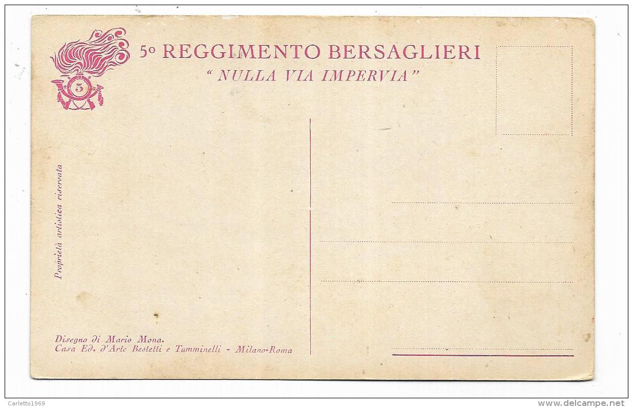 5 REGGIMENTO BERSAGLIERI - UFFICIALE IN UNIFORME DA PASSEGGIO ILLUSTRATA MARIO MONA - NV FP - Régiments