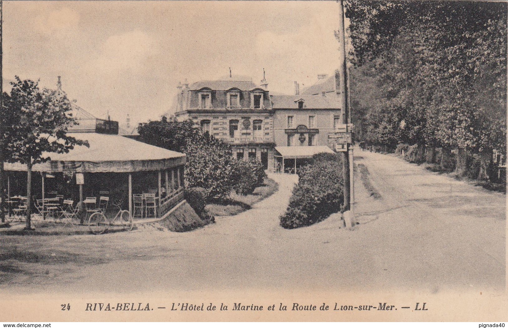 Cp , 14 , RIVA-BELLA , L'Hôtel De La Marine Et La Route De Lion-sur-Mer - Riva Bella