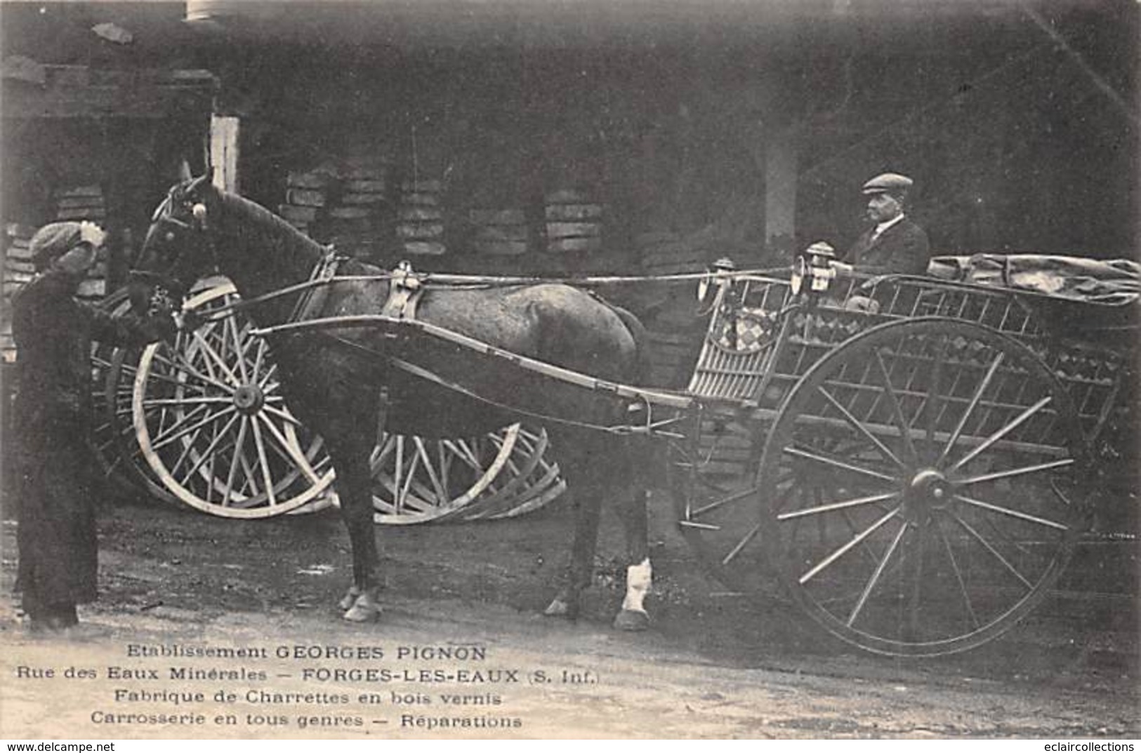 Forges Les Eaux    76   Georges Pignon -Fabrique De Charrettes En Bois Vernis.Attelage Hippomobile       (voir Scan) - Forges Les Eaux