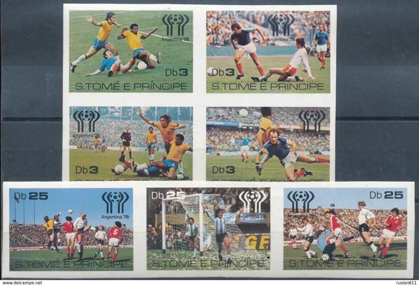 Soccer Football Sao Tome & Principe #541/7B Imperf 1978 World Cup Argentina MNH ** - 1978 – Argentine