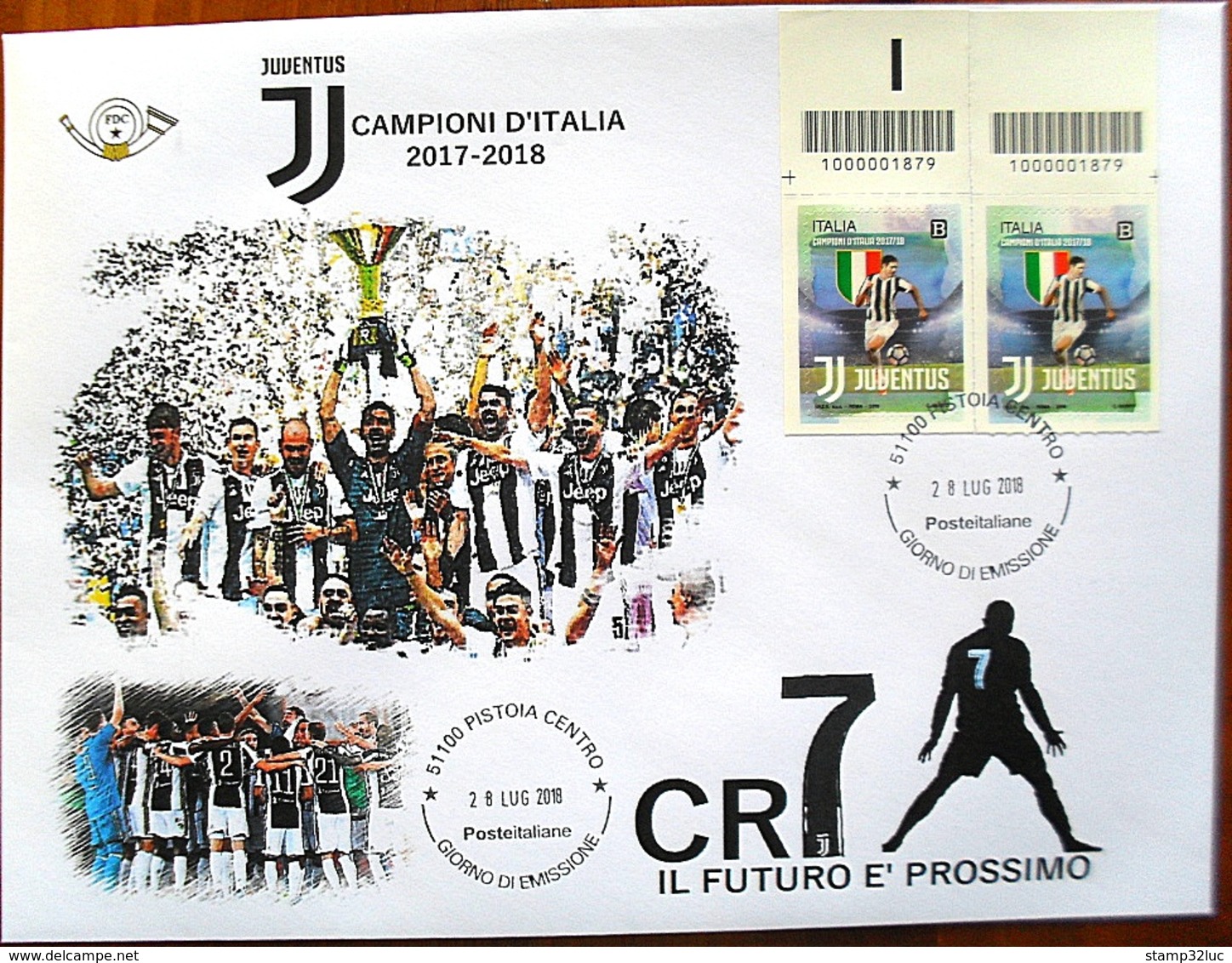 ITALIA ITALY 2018 FDC JUVENTUS Busta Grande UNIQUE PEZZO UNICO Codice A Barre - FDC