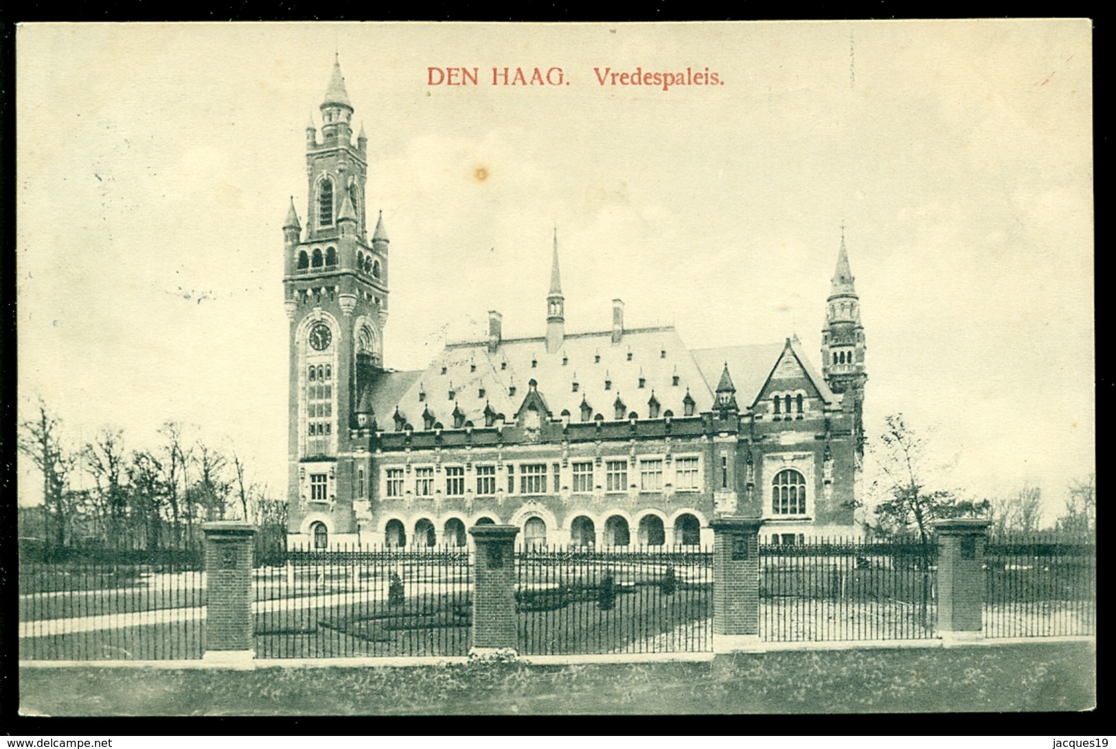 Nederland Ansichtkaart 1914 Den Haag Vredespaleis Met Zend- En Ontvangststempels - Den Haag ('s-Gravenhage)
