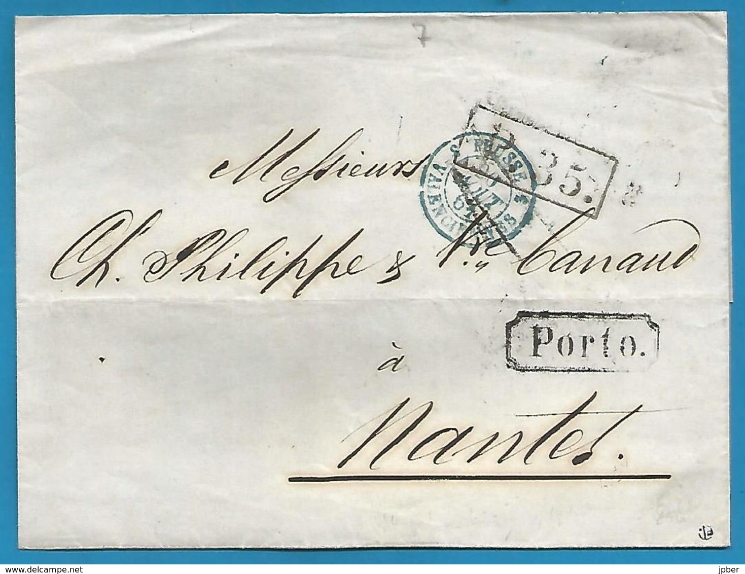 (D033) LSC De Saint Petersbourg Vers Nantes Du 4/8/1861 - Entrée Prusse Par Valenciennes + Verso - Entry Postmarks